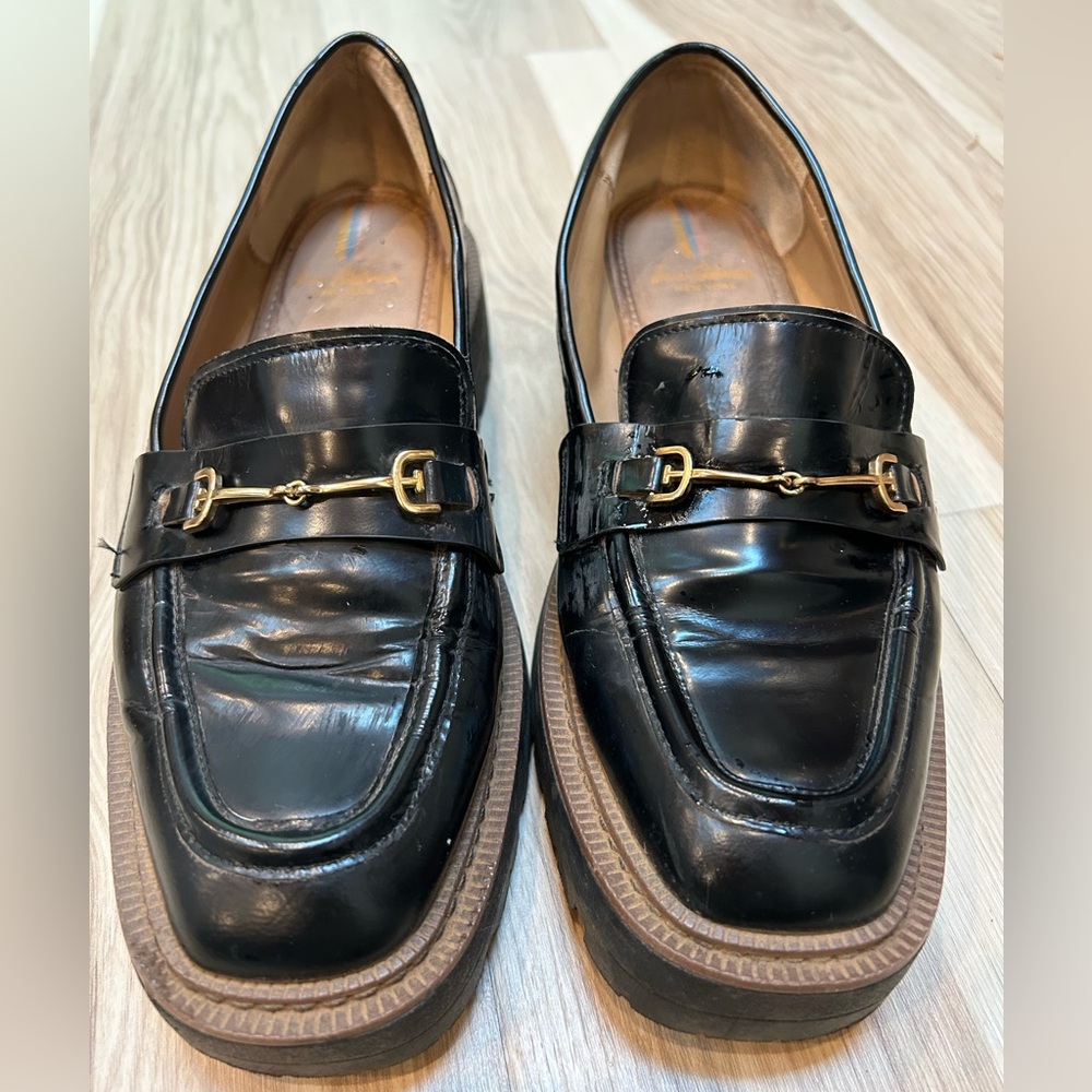 Sam Edelman Laurs Platform Lug Sole Women’s Patent Leather Loafers Black, Size 9
